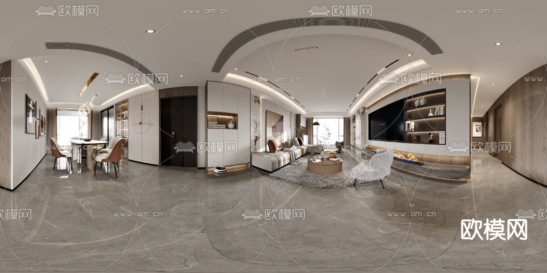轻奢客餐厅cr全景3d模型