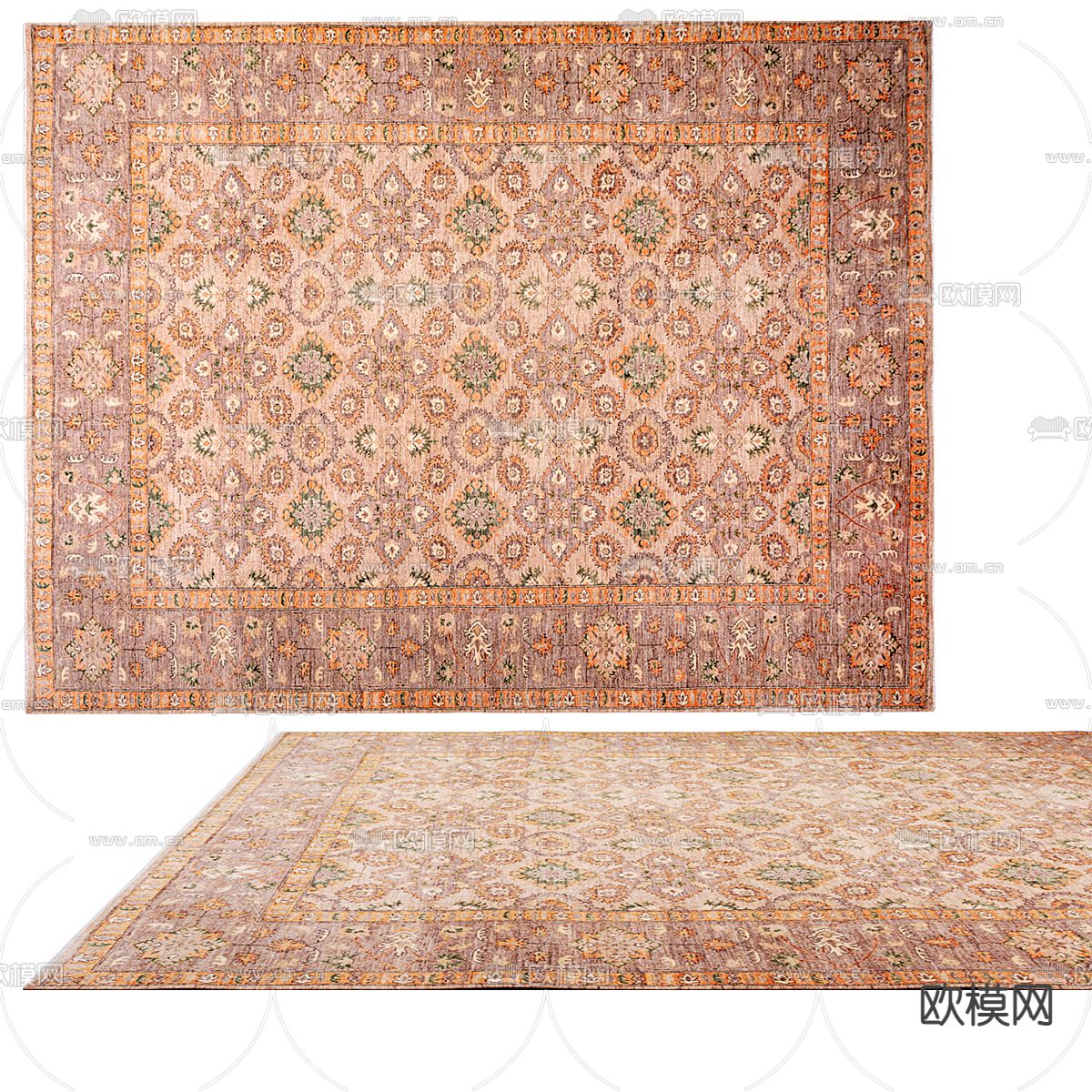 美式方毯 花纹地毯3d模型下载
