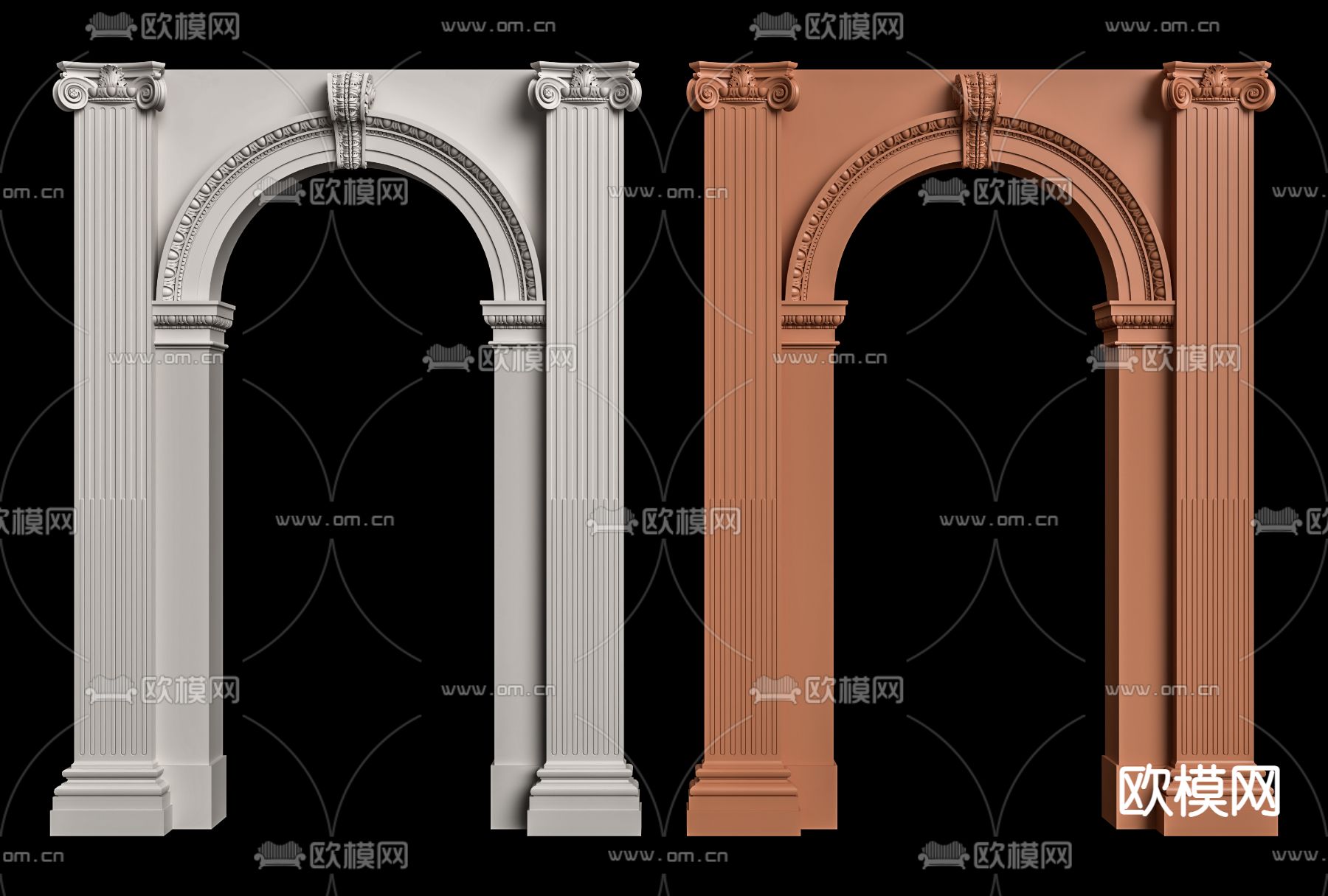 法式门洞 拱形门 垭口3d模型下载_ID14075067_3dmax免费模型-欧模网