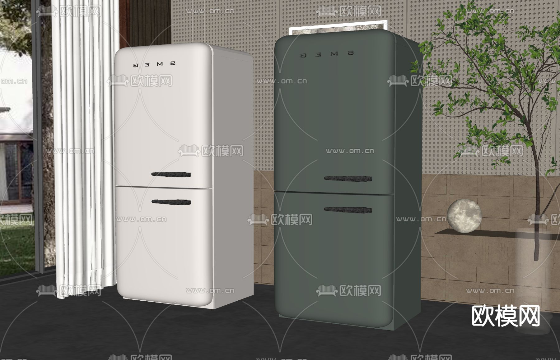 冰箱 冰柜su模型下载（渲染图2）