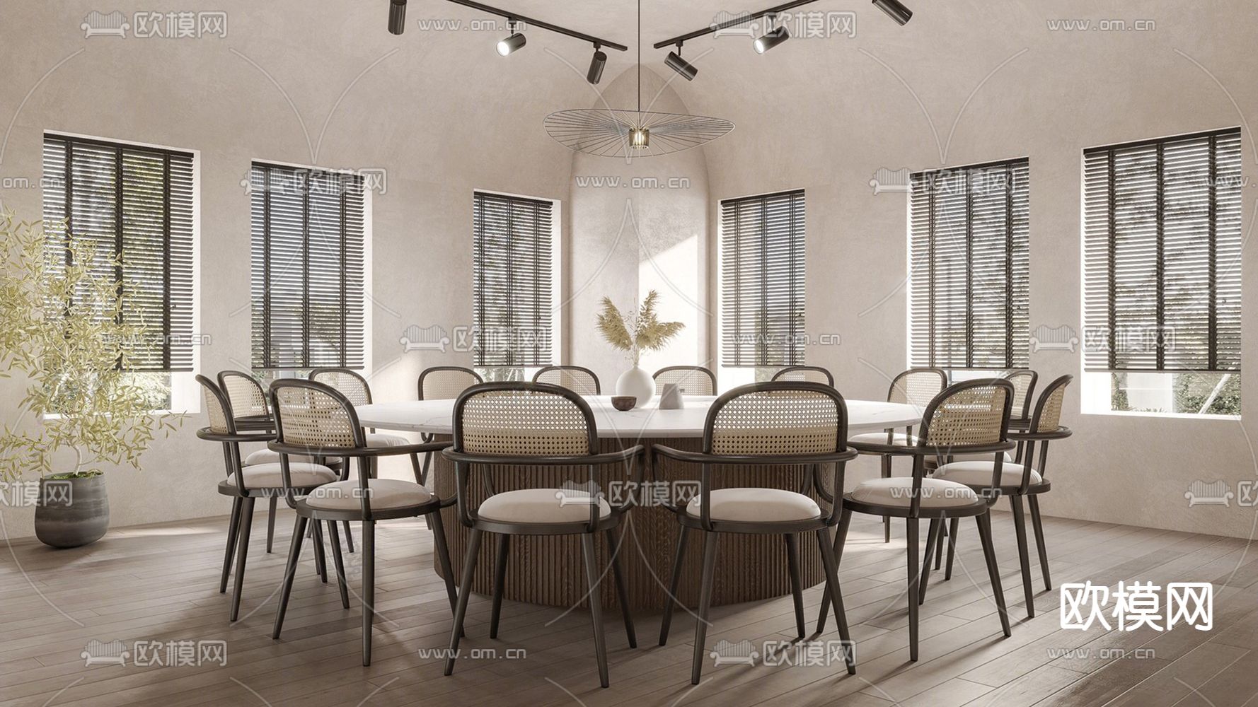 侘寂餐厅包间 包房 包厢su模型