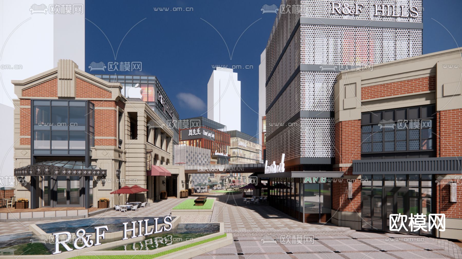 商业街su模型下载（渲染图3）