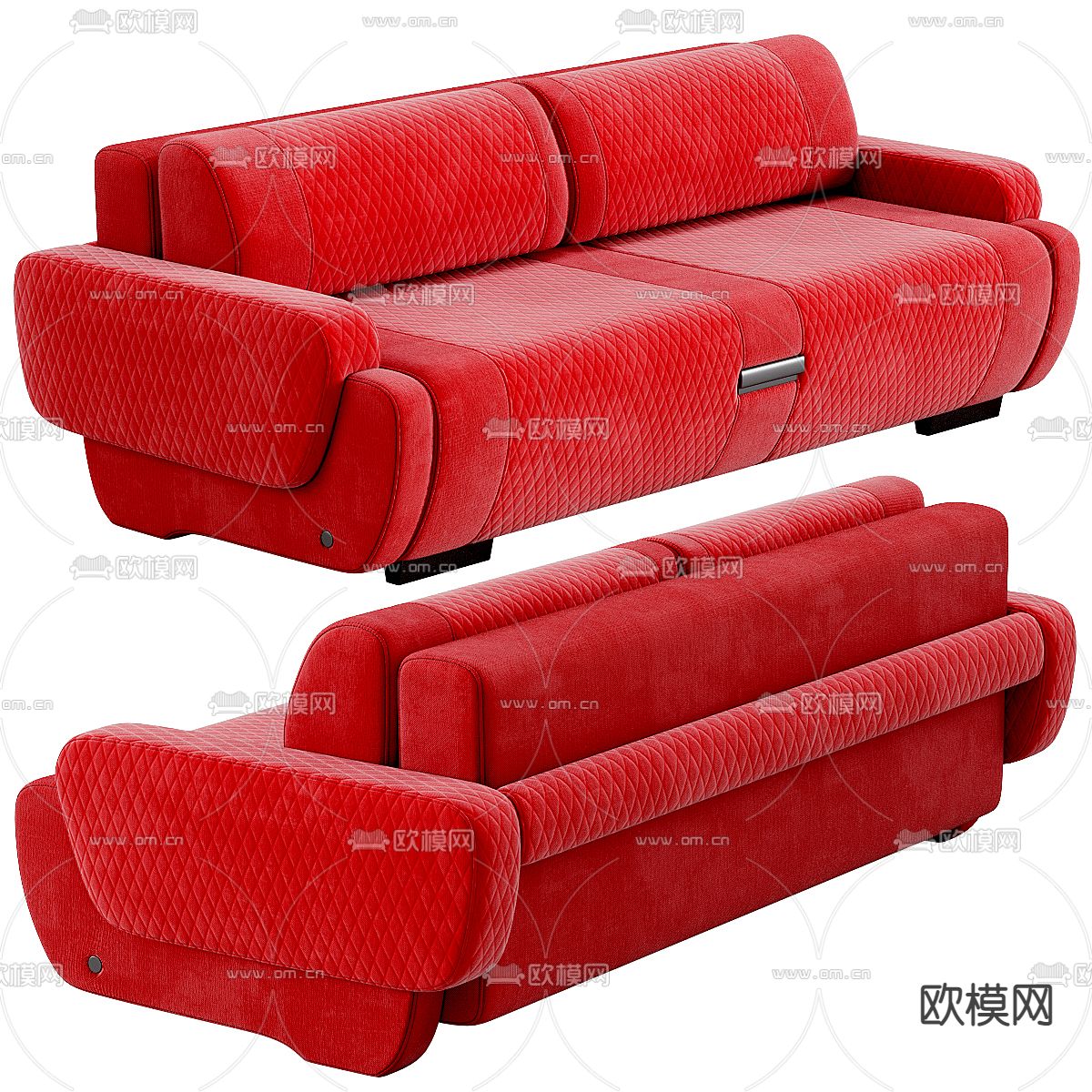 红色沙发 双人沙发3d模型下载