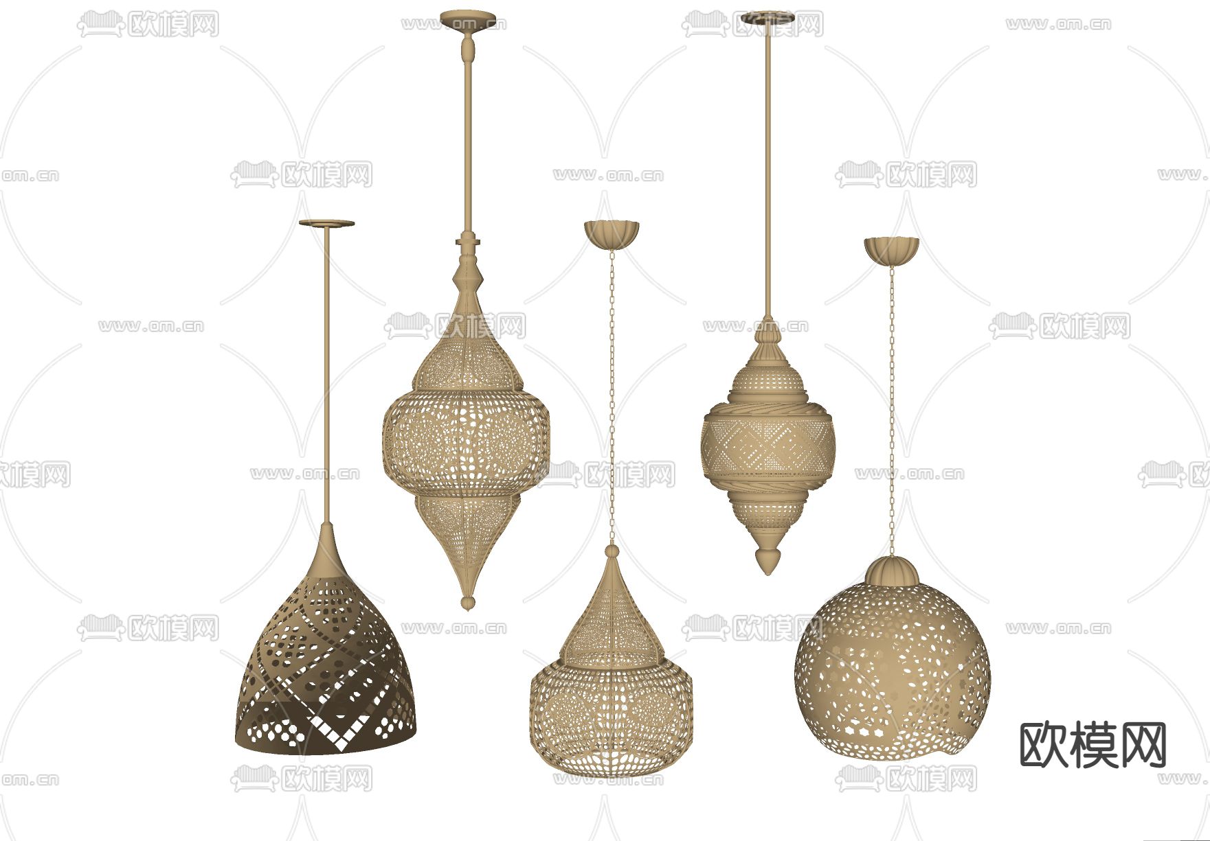 东南亚吊灯 镂空吊灯su模型下载（渲染图2）