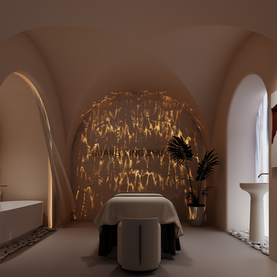  侘寂风SPA馆 护理房su模型 