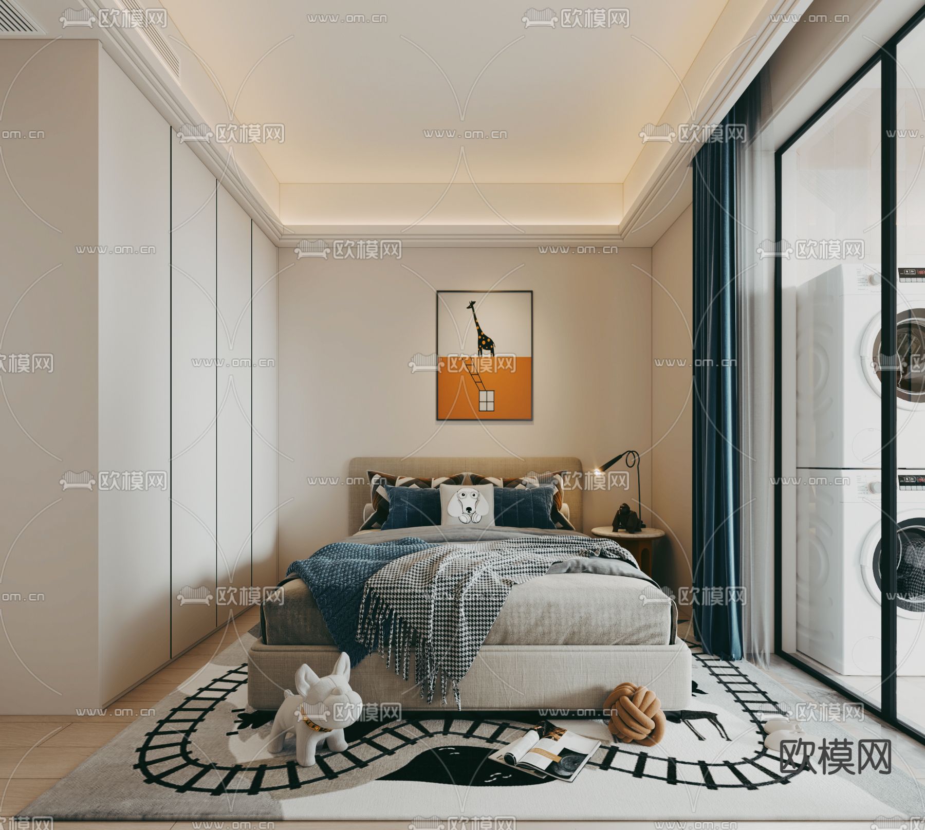 现代儿童房3d模型下载