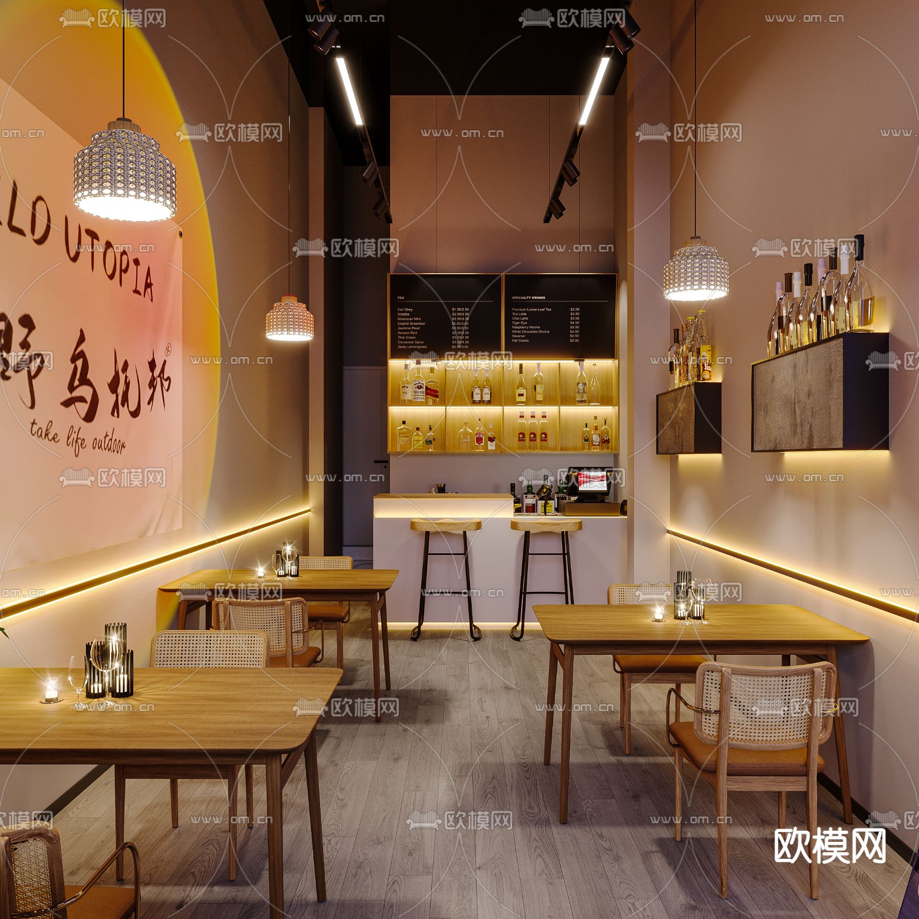 工业风酒吧 酒馆3d模型下载（渲染图2）