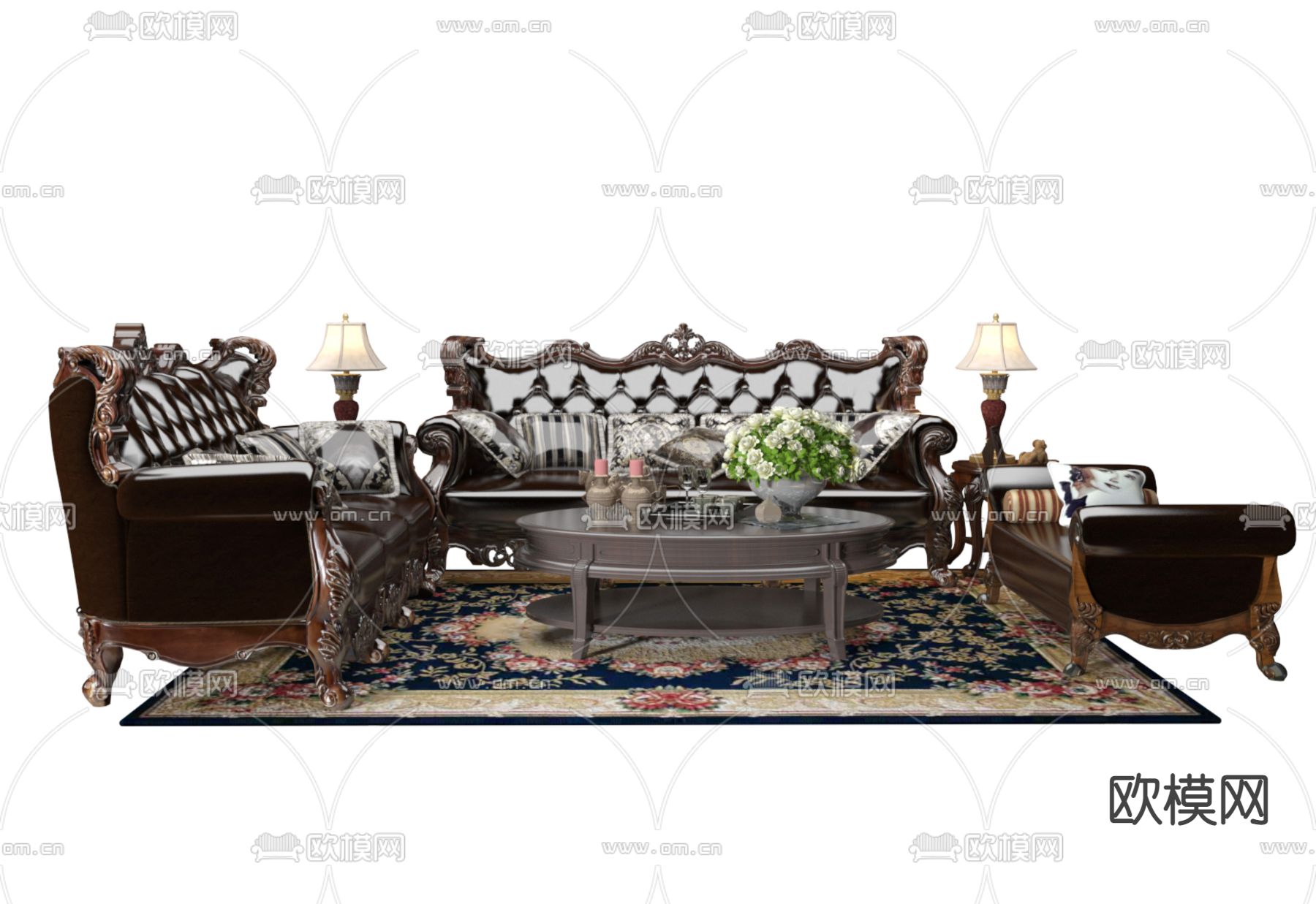 欧式古典沙发3d模型下载（渲染图1）
