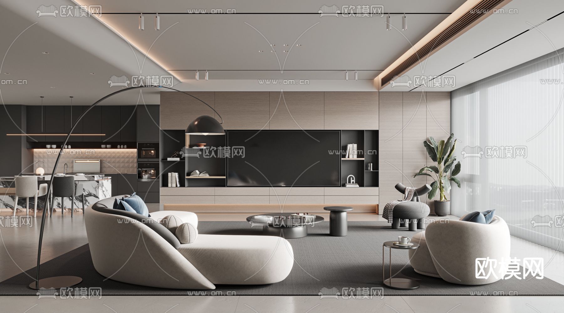 现代客餐厅3d模型