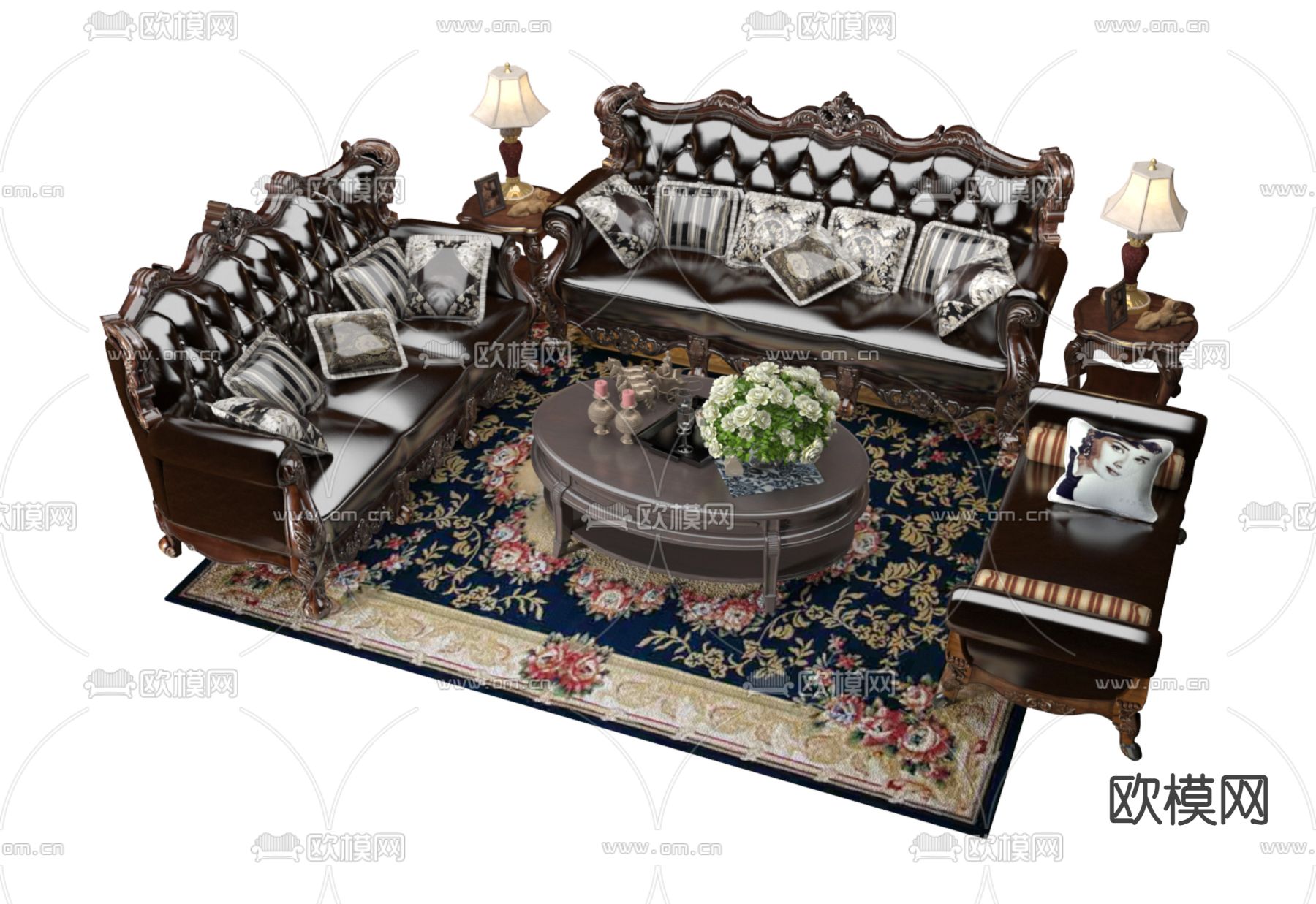 欧式古典沙发3d模型下载（渲染图2）