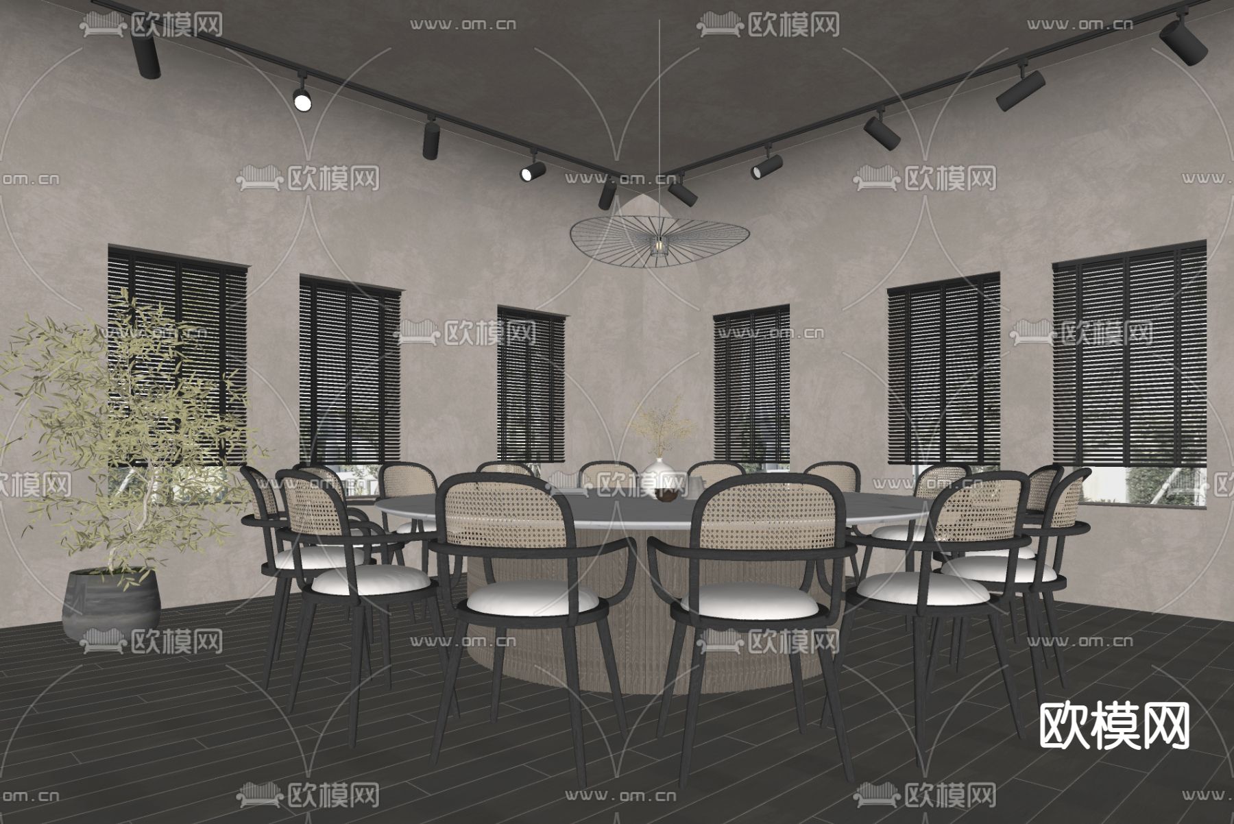 侘寂餐厅包间 包房 包厢su模型