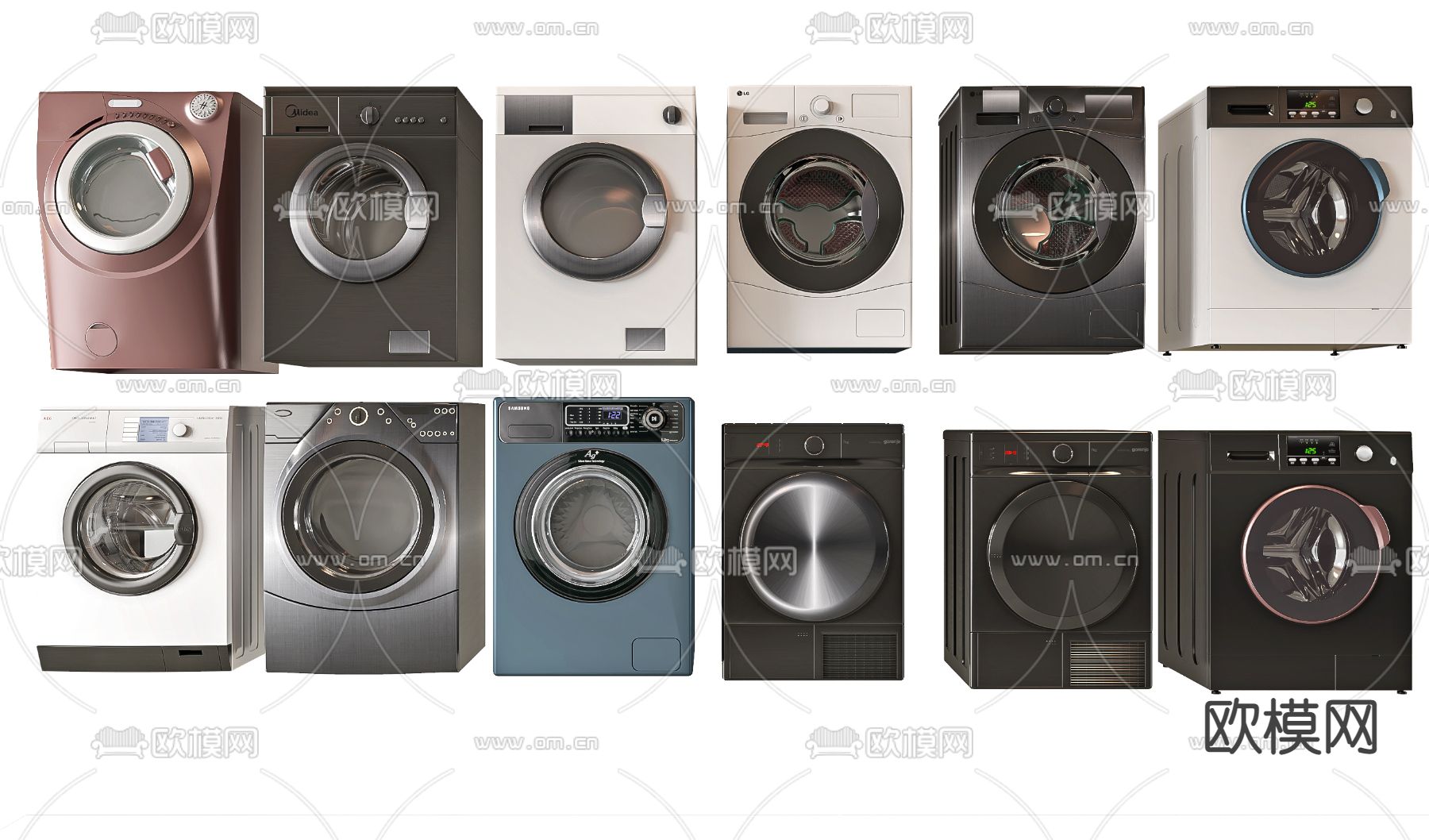 滚筒洗衣机3d模型下载