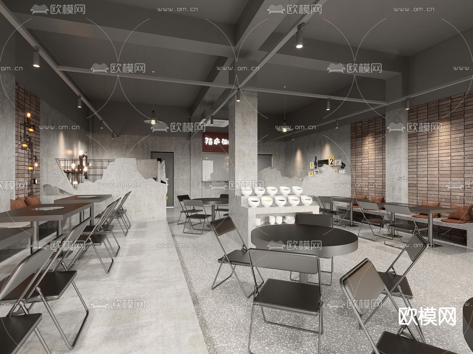 战后风火锅店su模型下载（渲染图1）