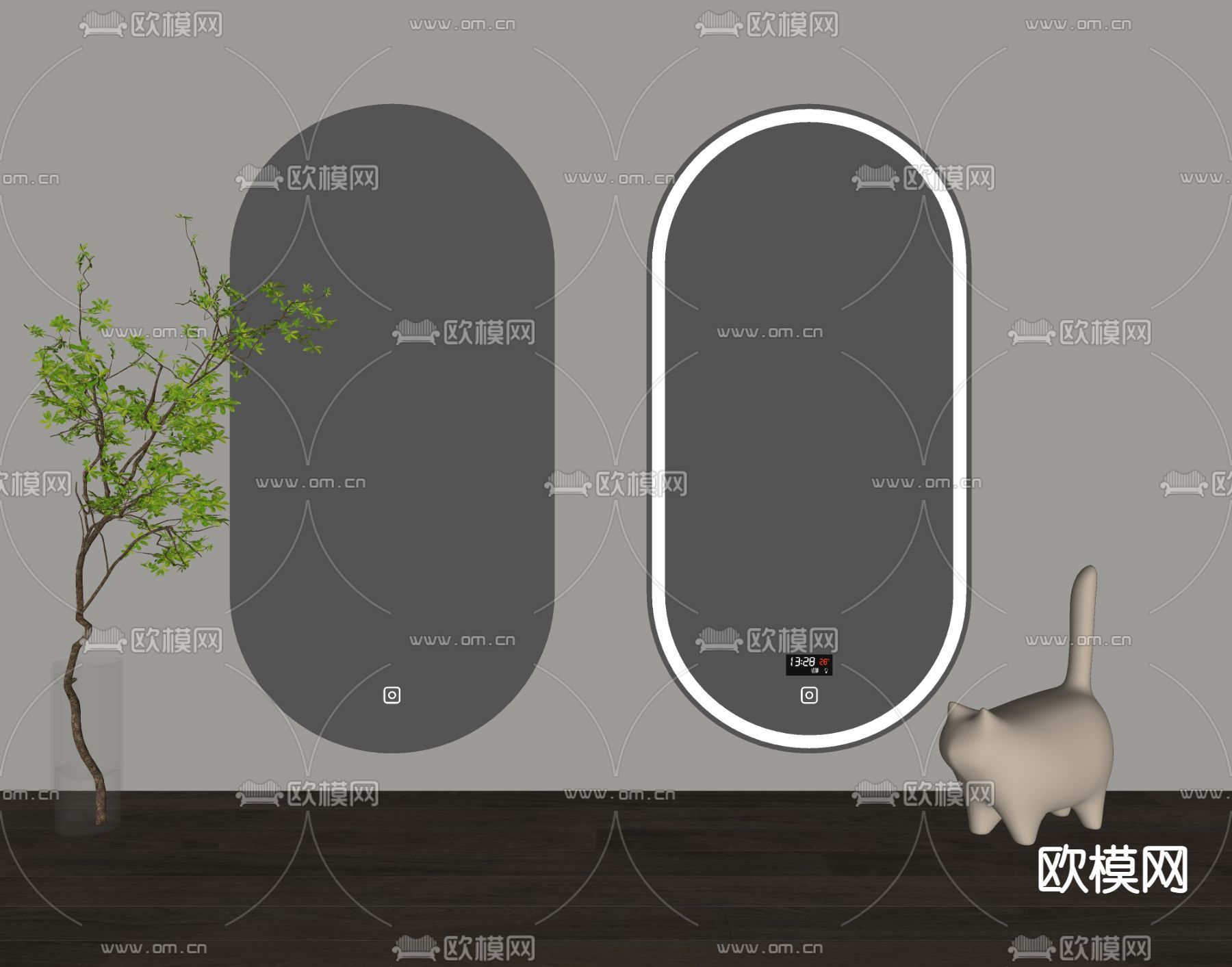 镜子 智能镜 化妆镜su模型