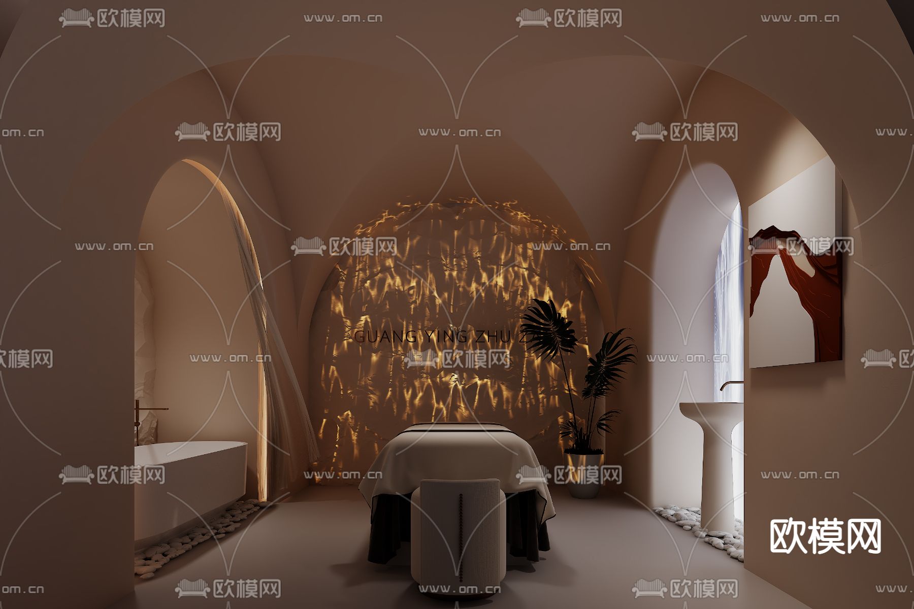 侘寂风SPA馆 护理房su模型下载（渲染图1）