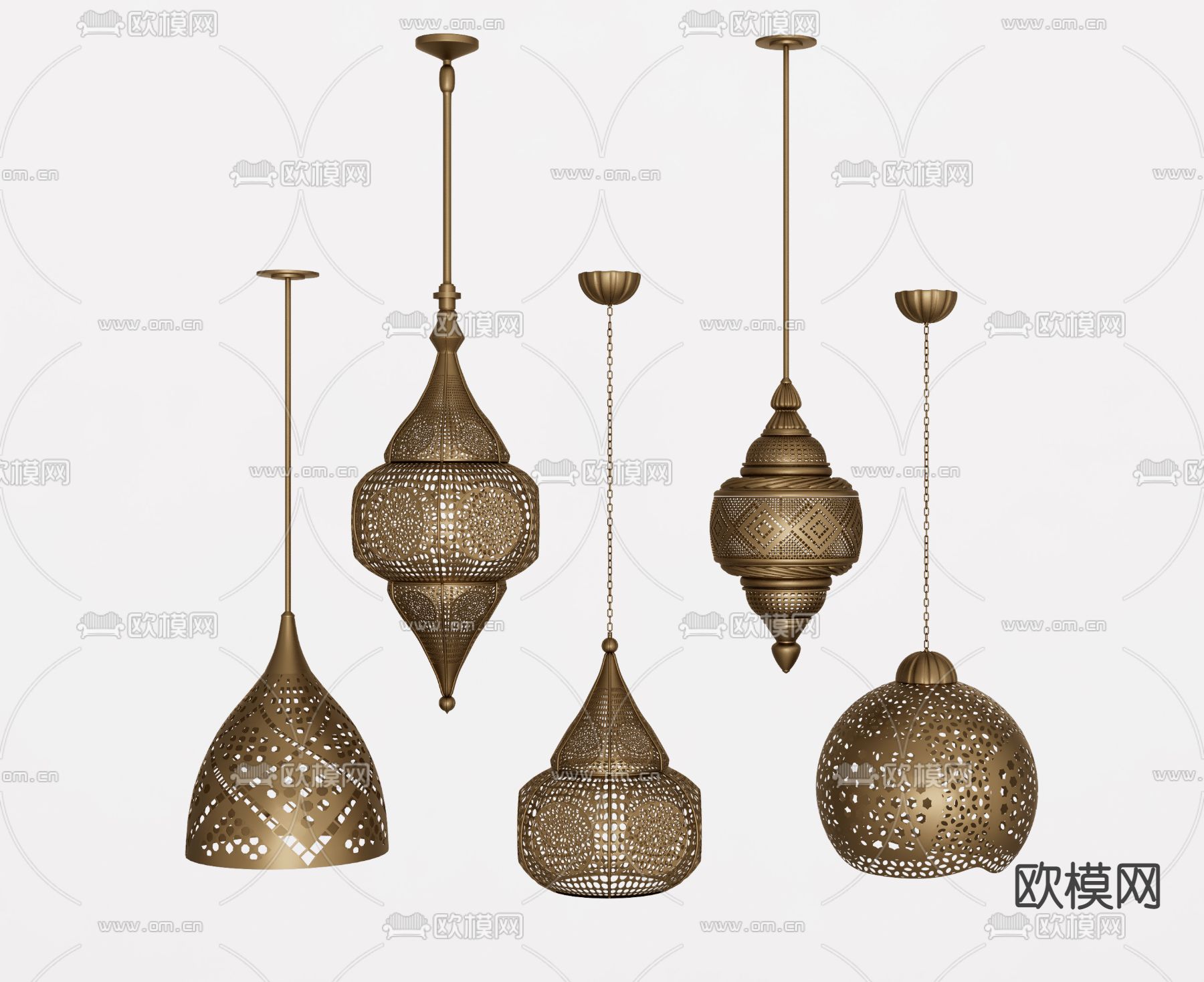 东南亚吊灯 镂空吊灯su模型下载（渲染图1）