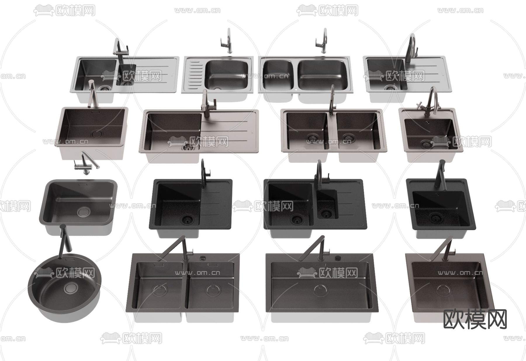厨房器具 洗菜池 水槽su模型下载（渲染图1）
