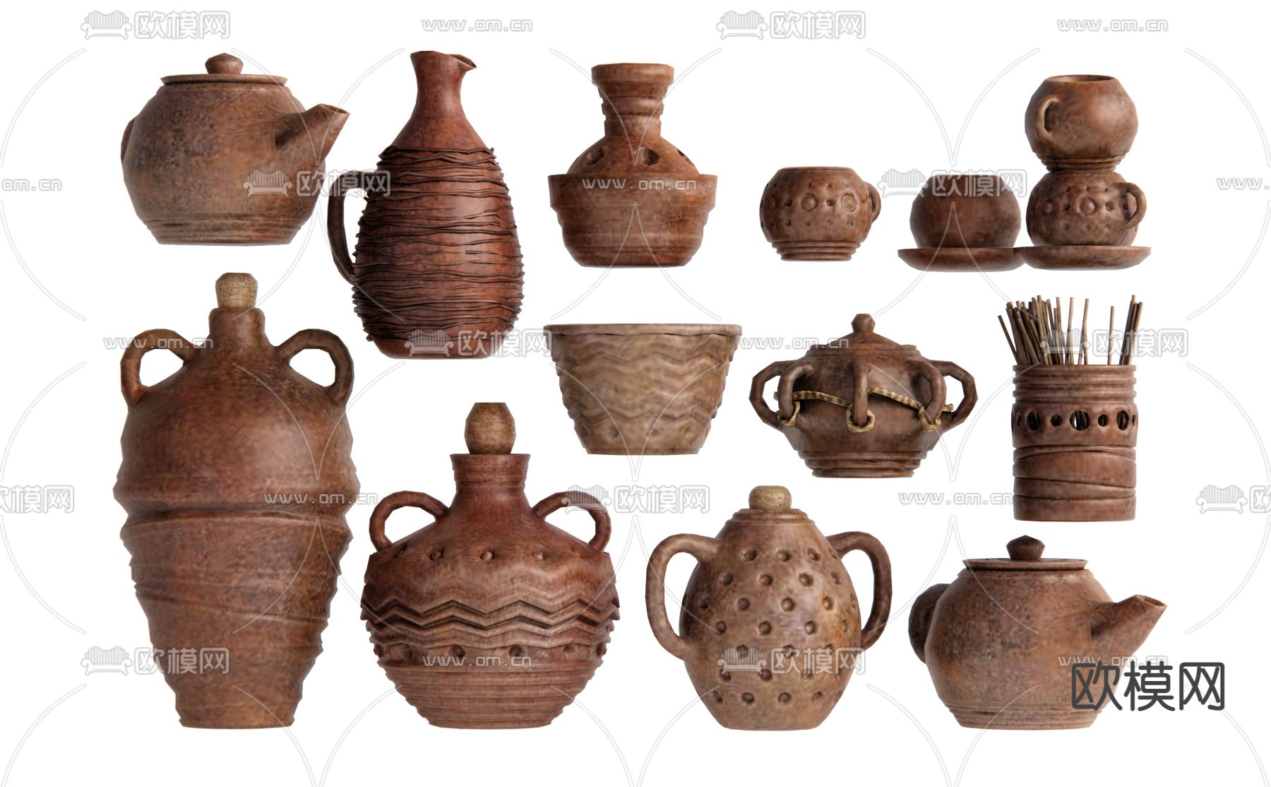 侘寂风陶罐 器皿su模型下载（渲染图1）