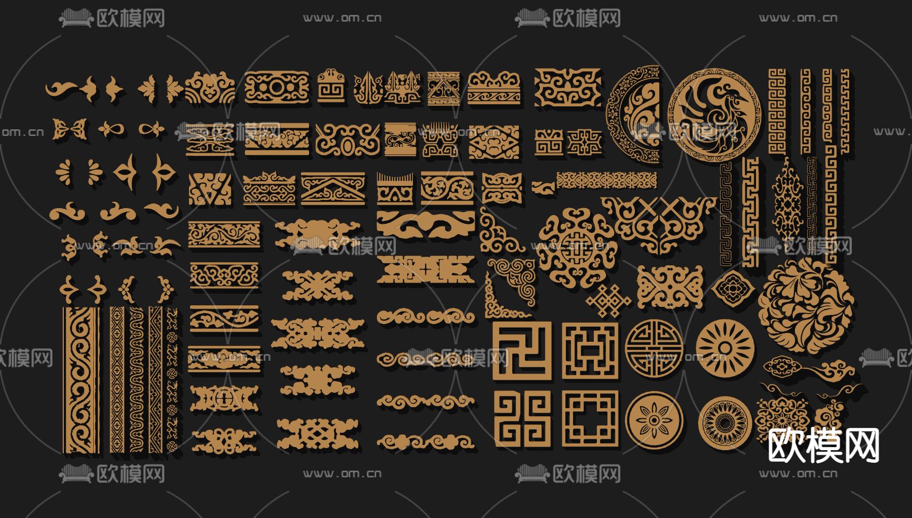 中式雕花 角花 浮雕3d模型下载_ID14074442_3dmax免费模型-欧模网