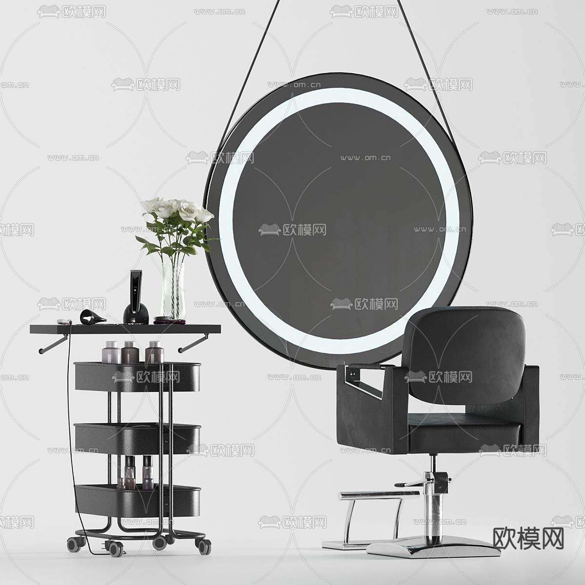 理发椅 理发器材3d模型下载