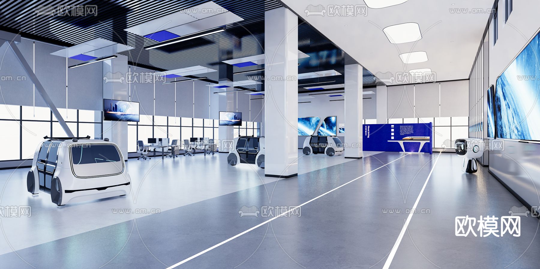 现代科技展厅su模型下载（渲染图1）