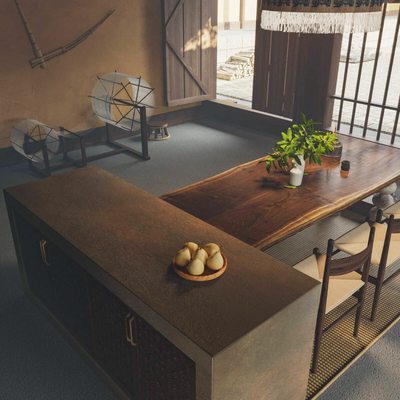  侘寂风民宿餐厅su模型 