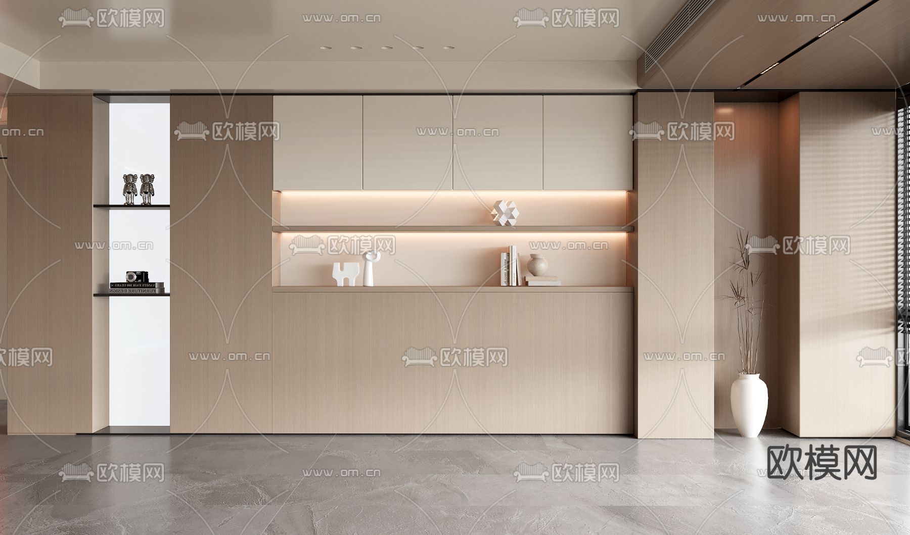 实木书柜 陈列柜su模型下载（渲染图1）