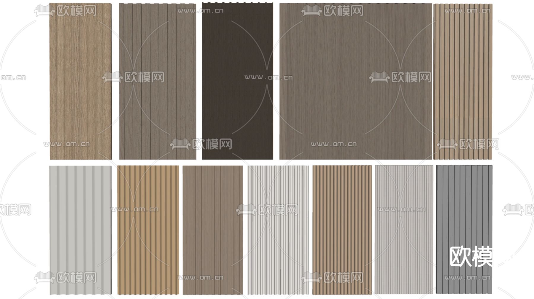 木栅格板 护墙板su模型下载（渲染图2）