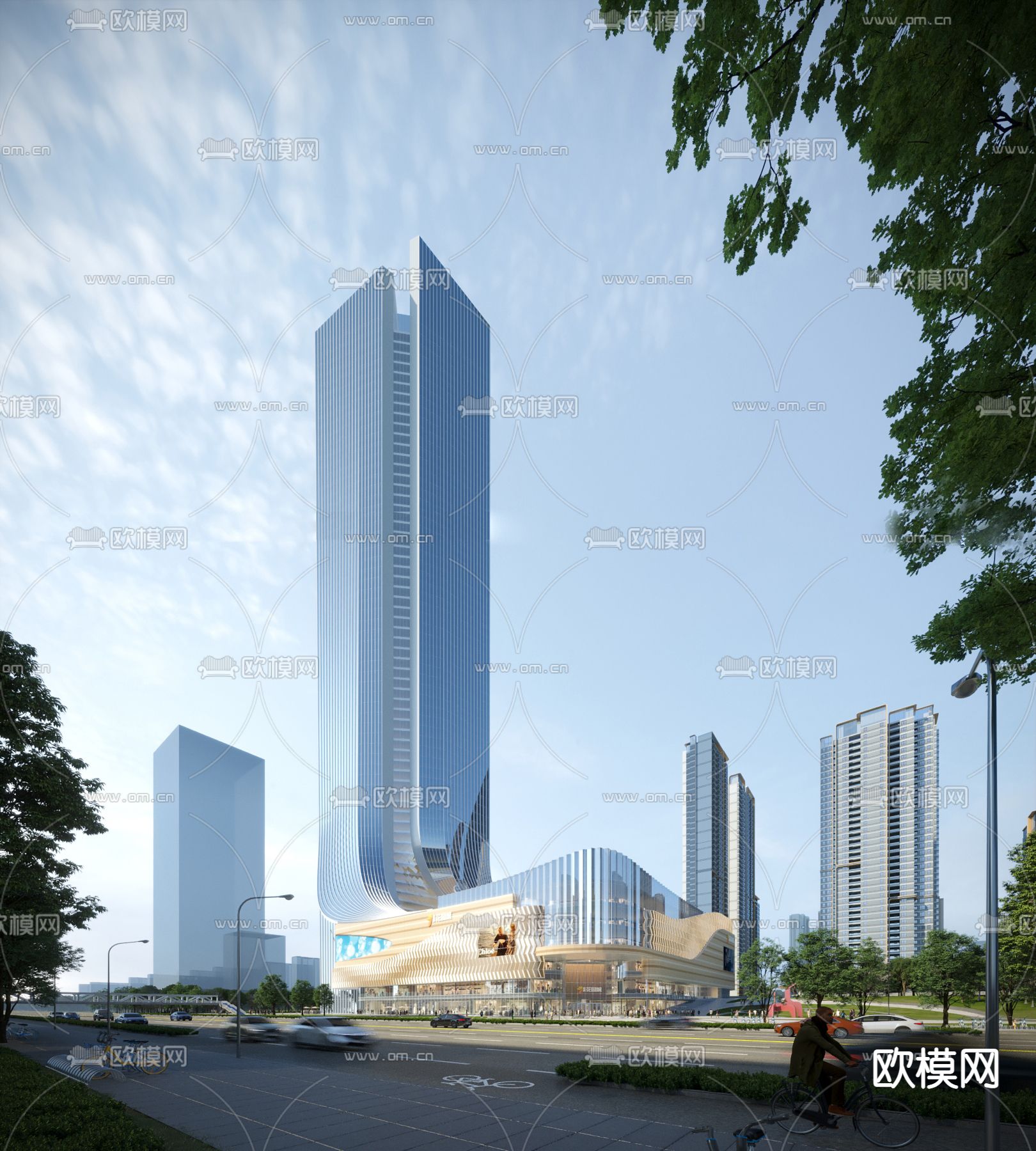 商业圈 鸟瞰su模型下载（渲染图2）