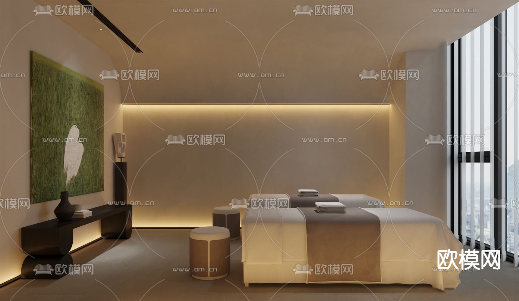 侘寂风SPA馆 护理房su模型下载（渲染图1）