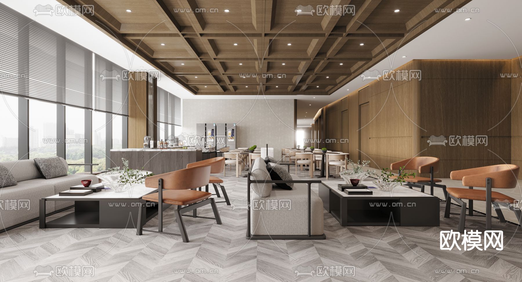 办公室前台 接待区 休息区3d模型下载（渲染图3）