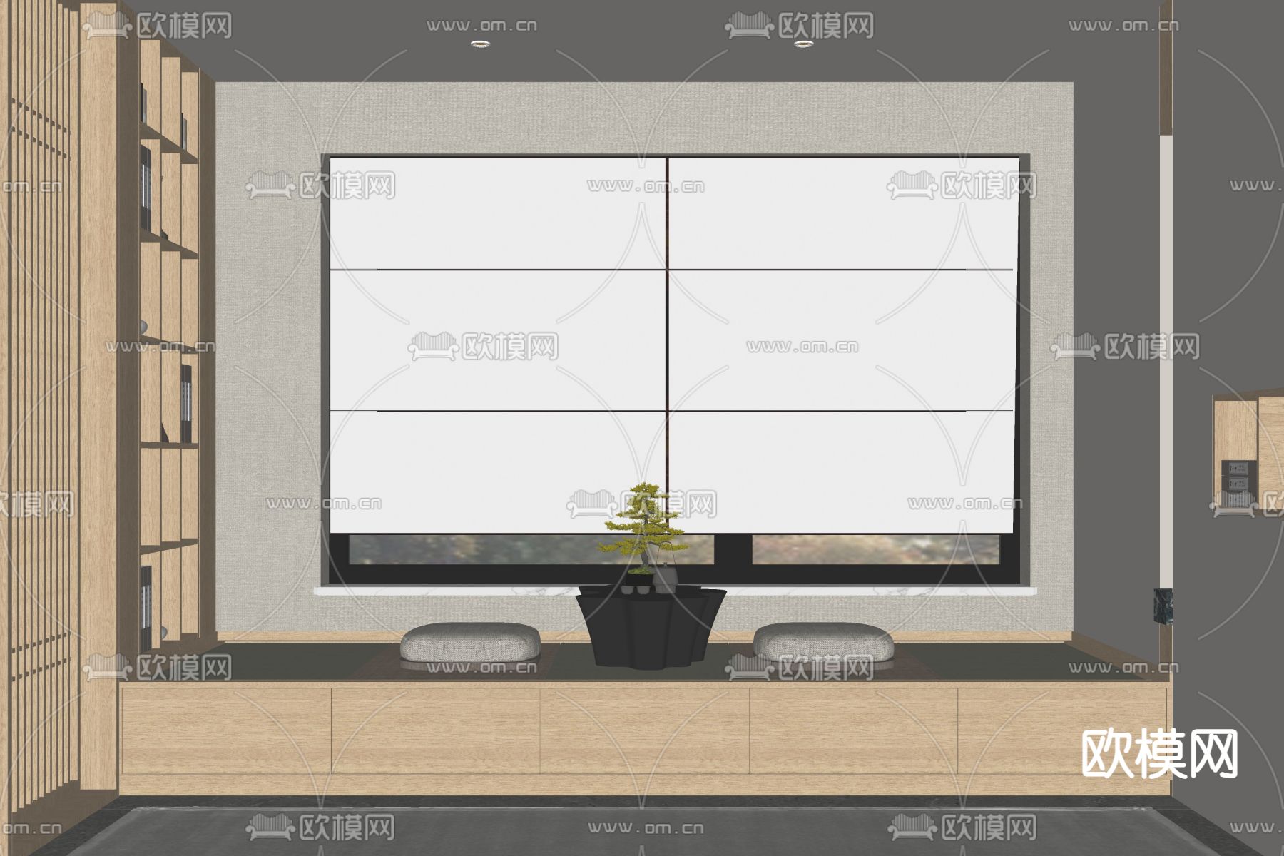 日式榻榻米茶室su模型
