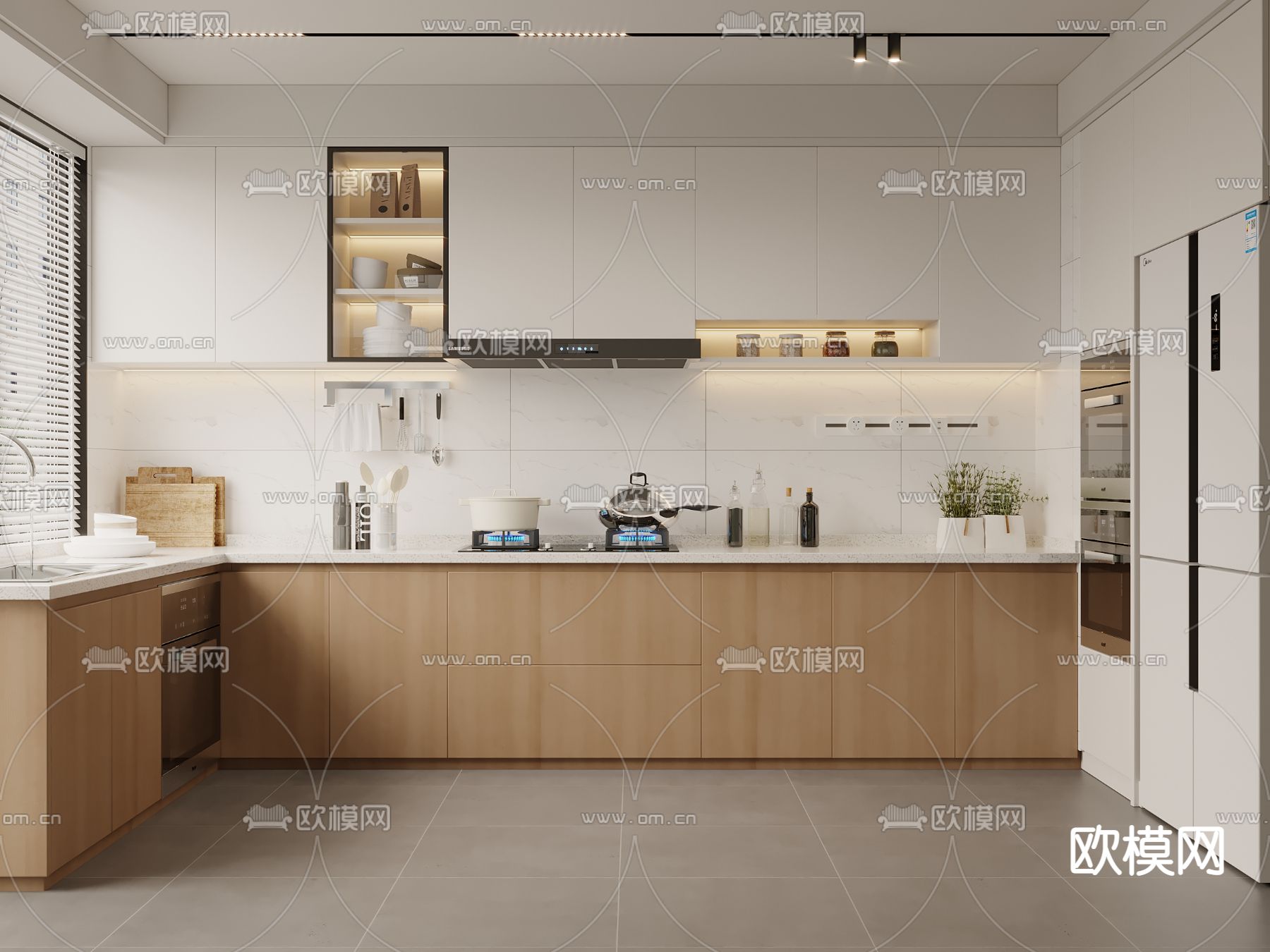 北欧厨房 橱柜3d模型下载_ID14074299_3dmax免费模型-欧模网