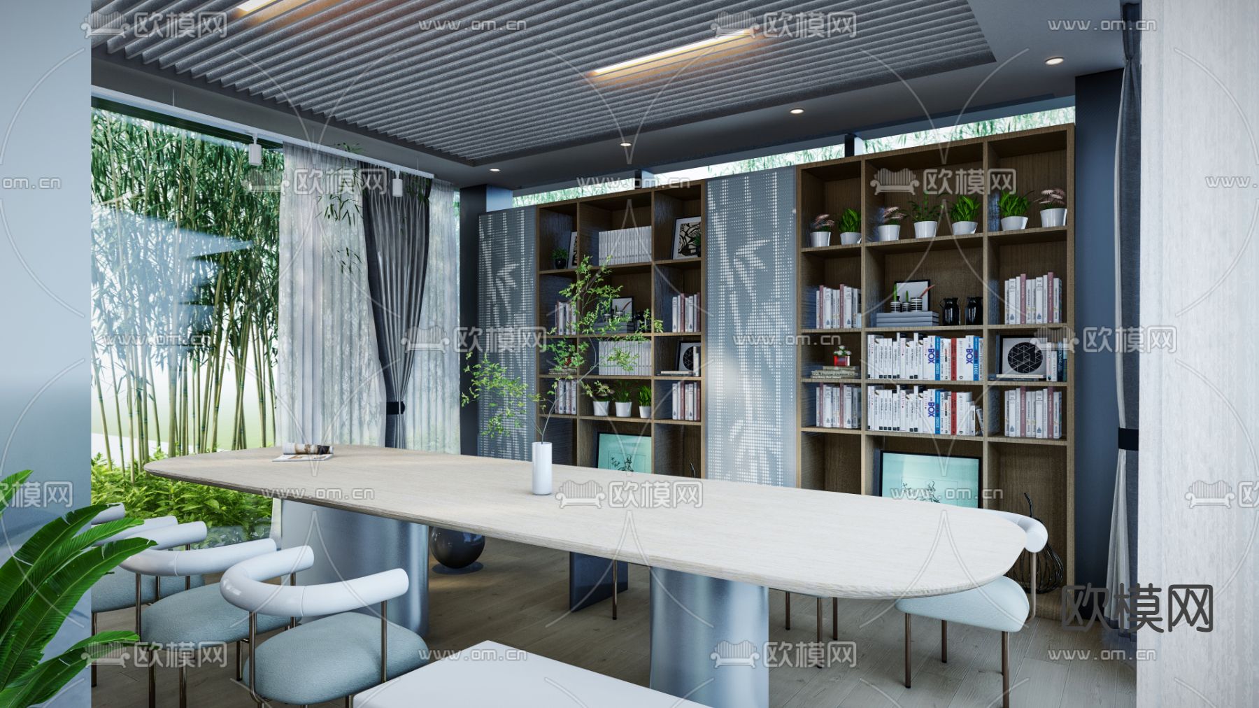 党建书屋 阅览室su模型下载（渲染图2）