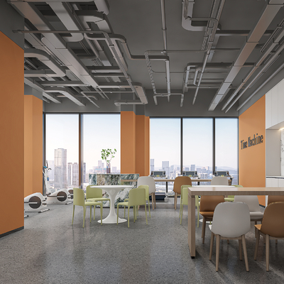  健身房 休息区su模型 