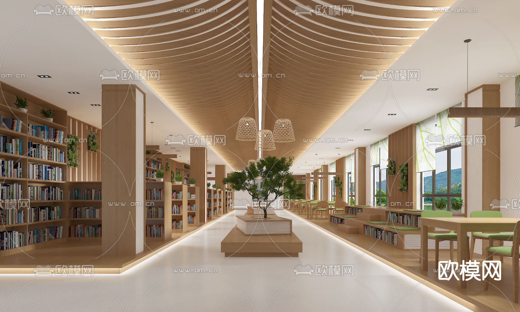 现代图书馆3d模型下载