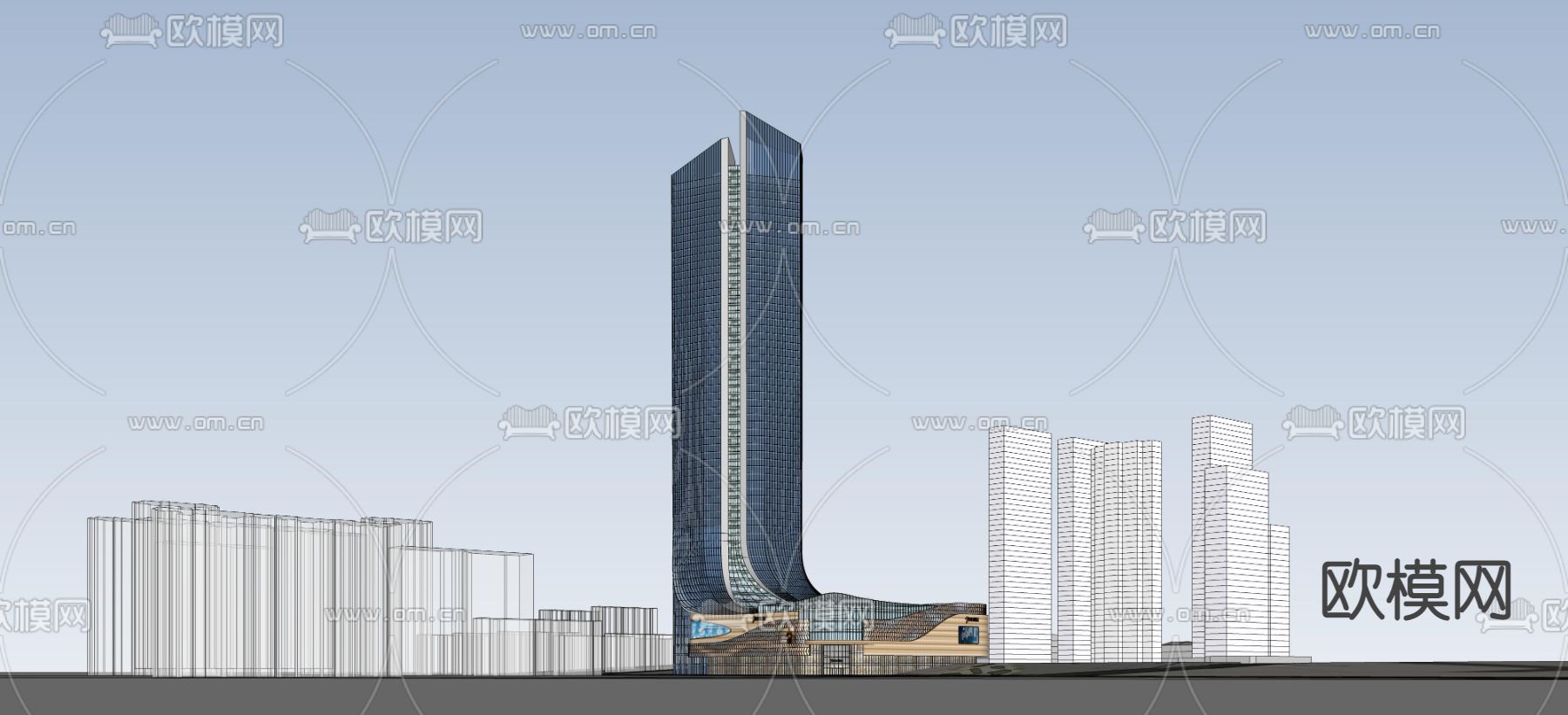 商业圈 鸟瞰su模型下载（渲染图5）