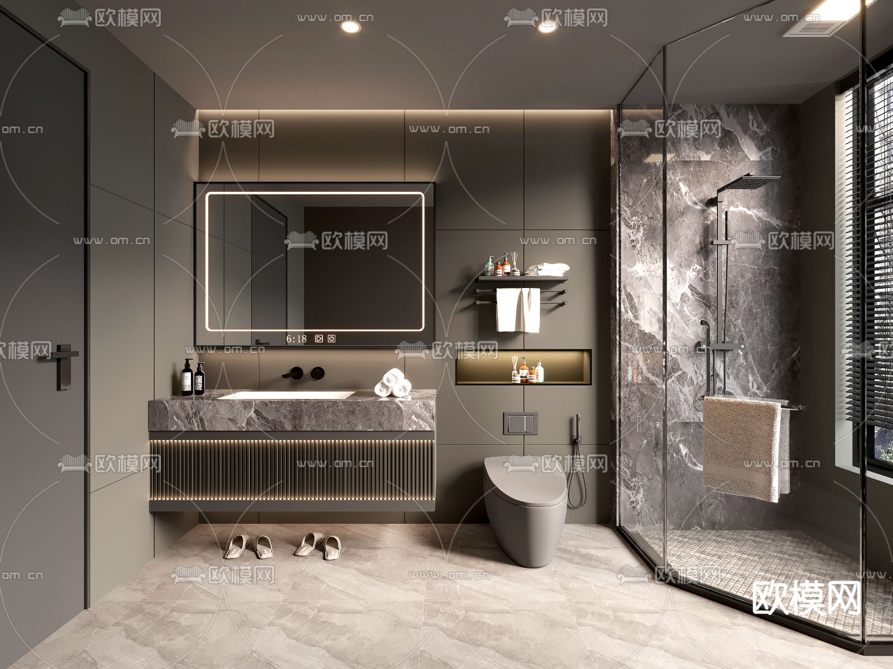 暗黑风卫生间 浴室3d模型下载
