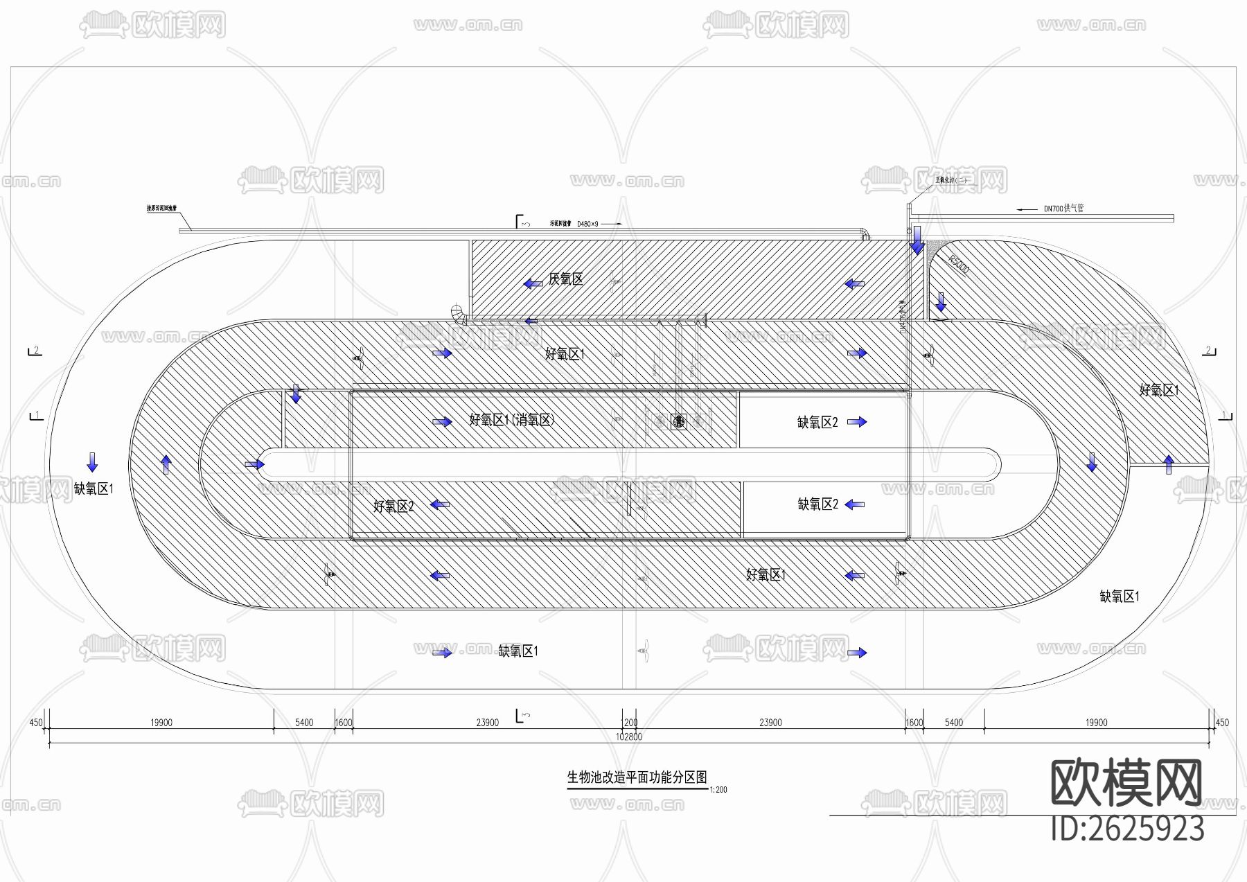 污水处理厂CAD施工图下载（渲染图1）