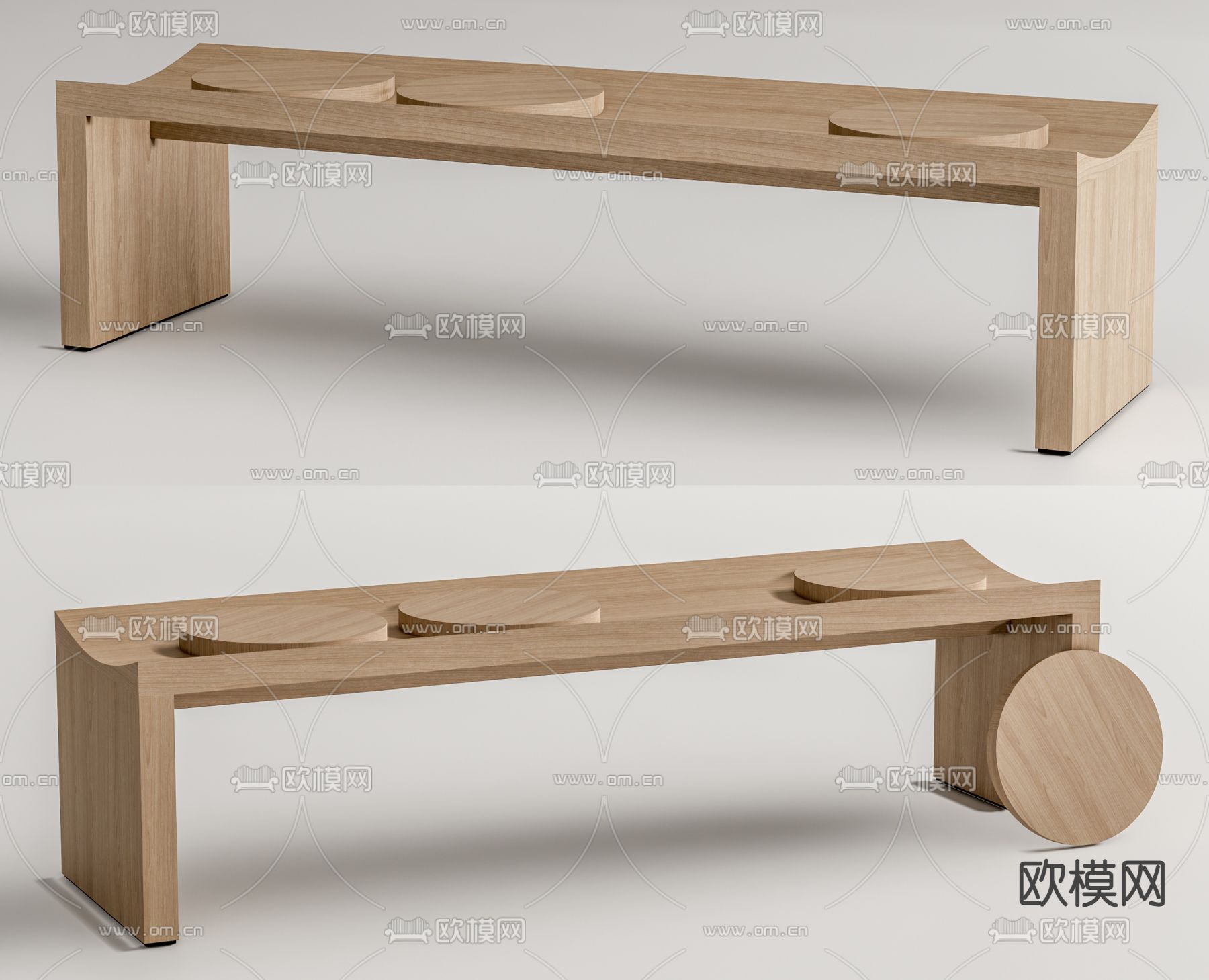 实木长凳 凳子su模型