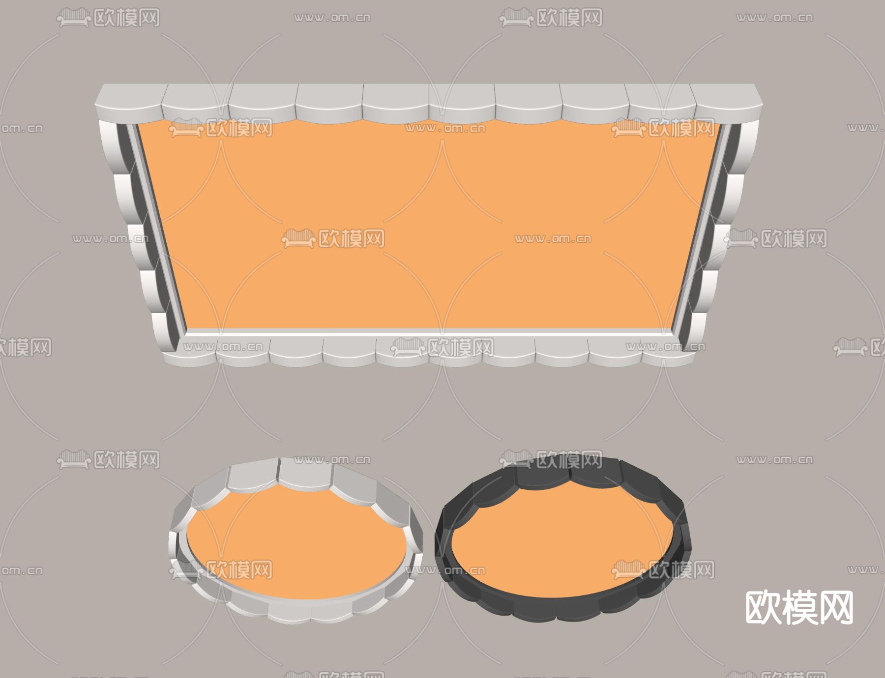 奶油风吸顶灯 几何吸顶灯su模型下载（渲染图2）