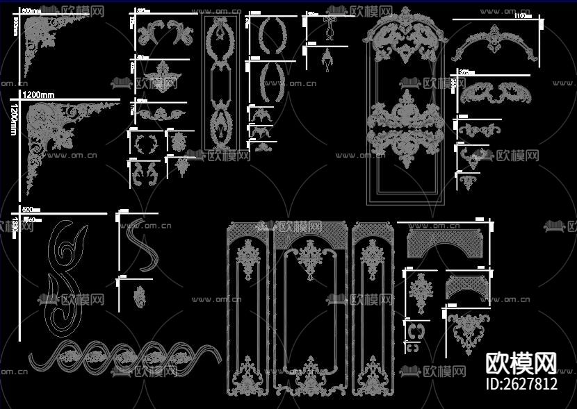 法式拼花CAD图库下载（渲染图2）