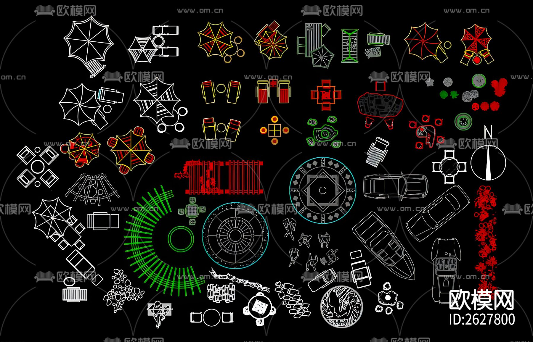 户外小品CAD图库下载（渲染图1）