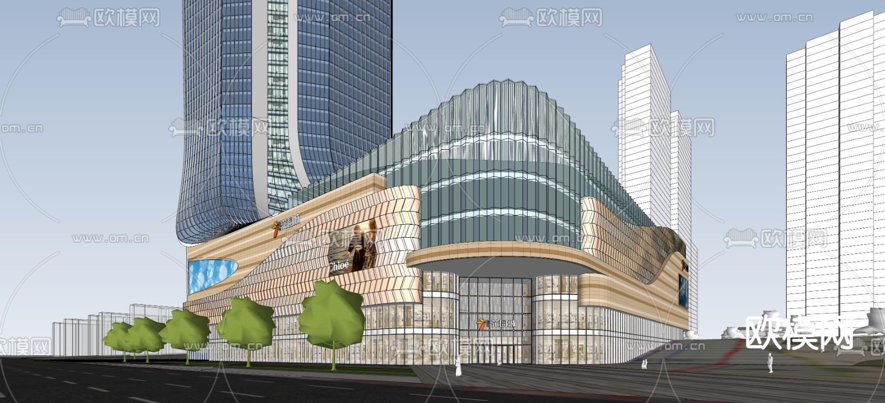 商业圈 鸟瞰su模型下载（渲染图3）