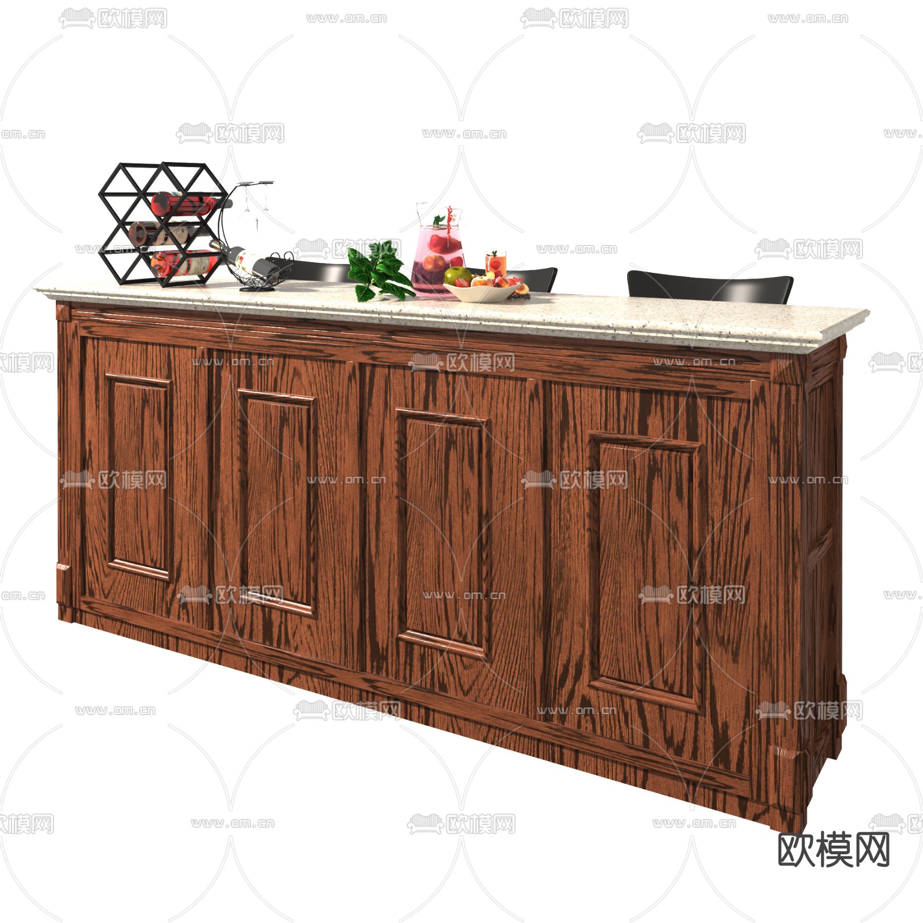 美式吧台3d模型下载