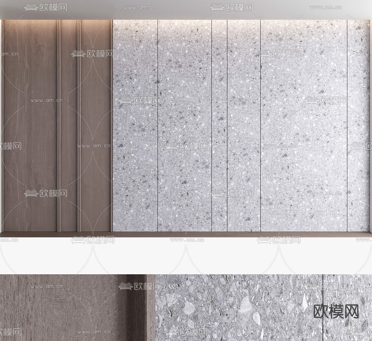 背景墙 护墙板su模型下载（渲染图1）