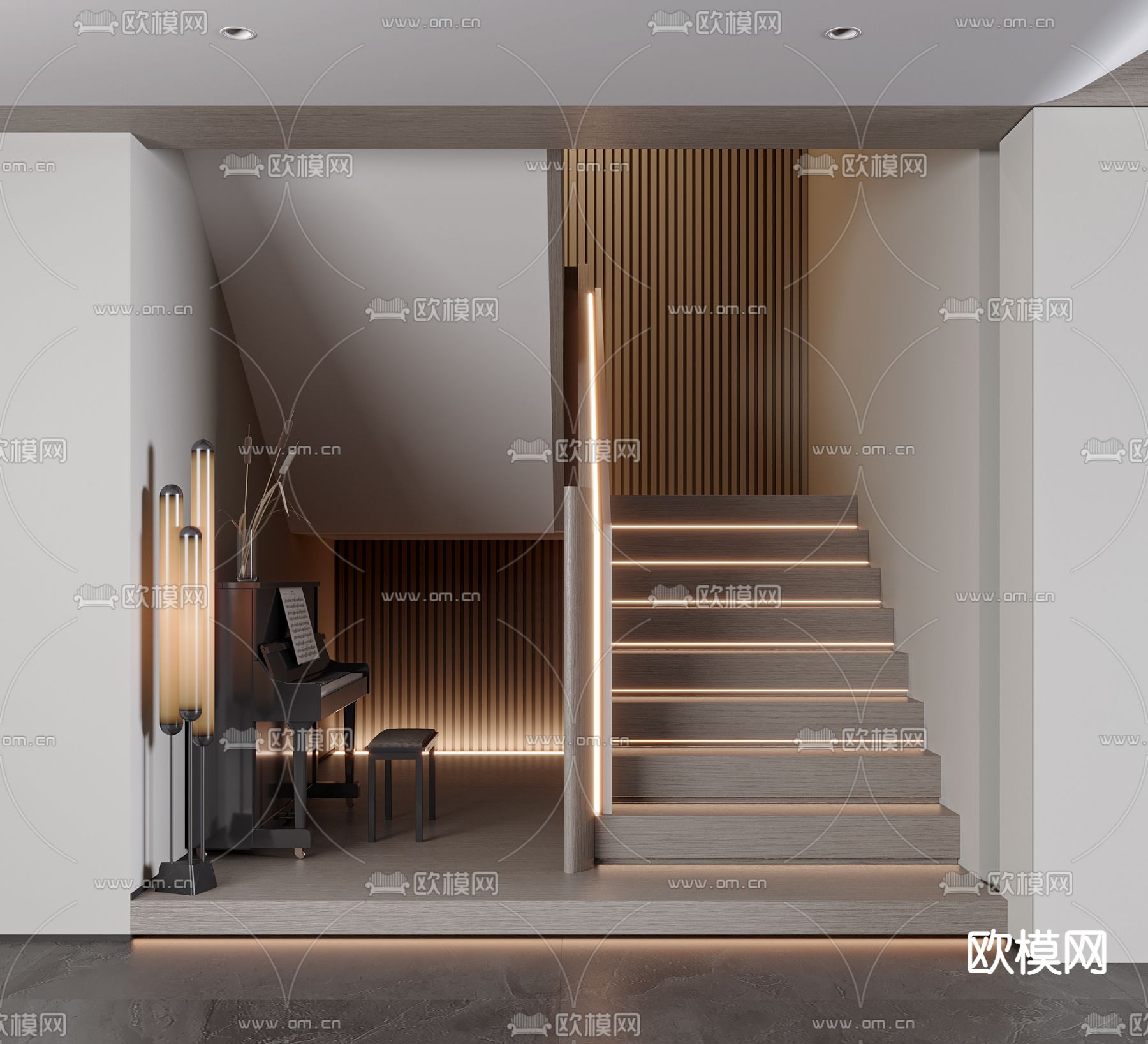 玄关过道 楼梯间3d模型下载_ID14075911_3dmax免费模型-欧模网
