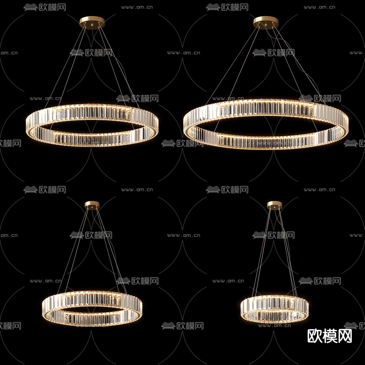 水晶吊灯 环形吊灯3d模型下载（渲染图2）