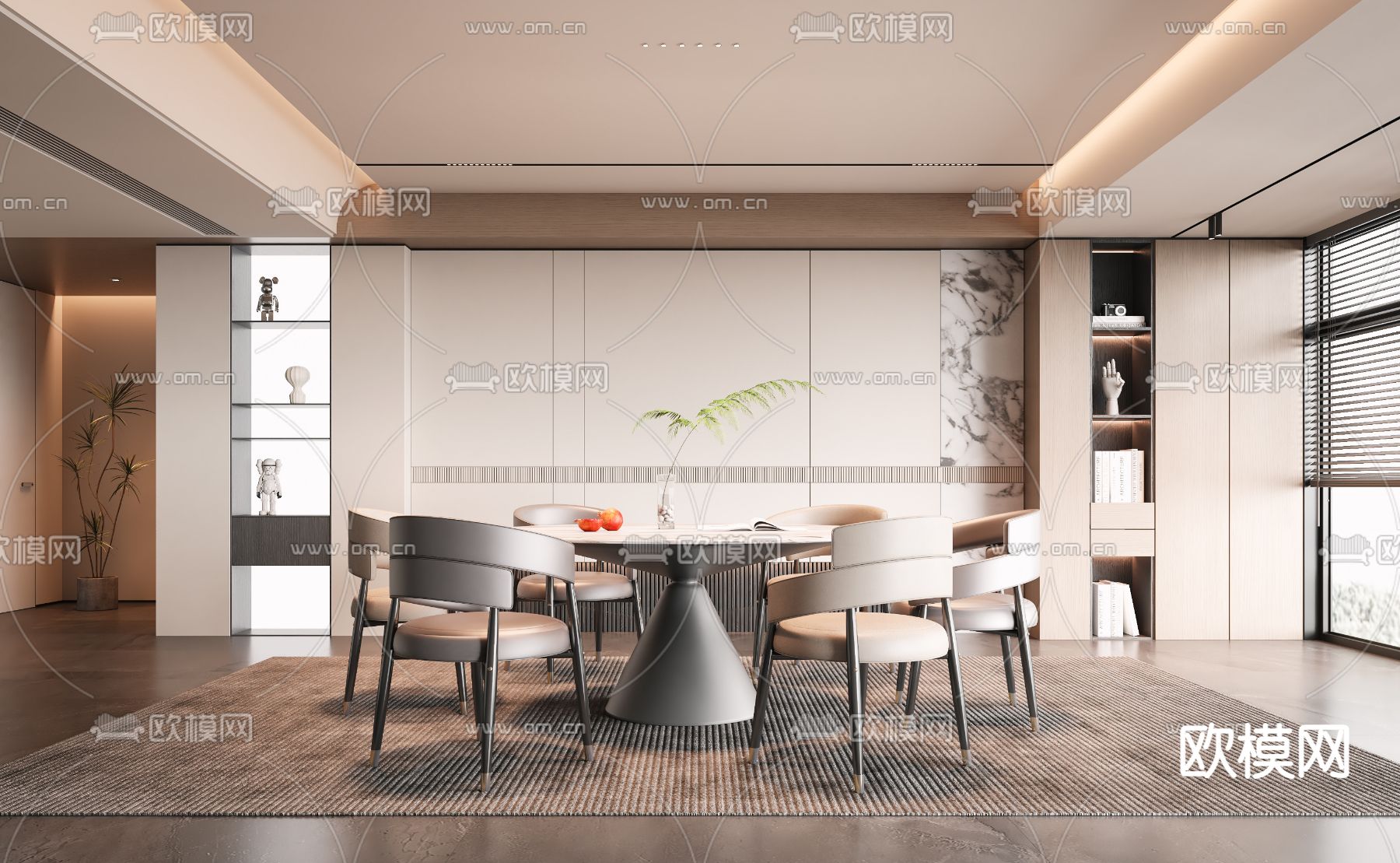 现代餐厅3d模型下载_ID14075493_3dmax免费模型-欧模网