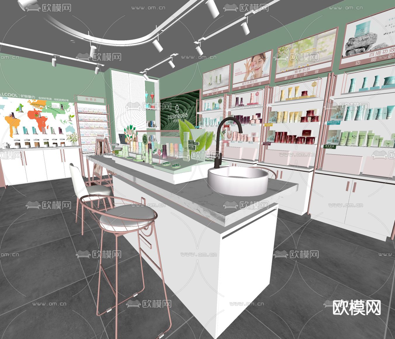 护肤品店 专卖店su模型下载（渲染图3）